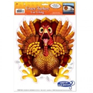 Thanksgiving Crazy Turkey Window Cling